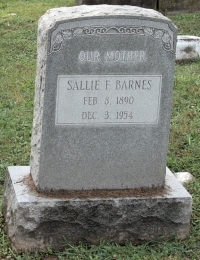 Sallie Barnes tombstone at Mount Olivet Cemetery